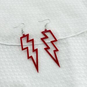 Red Lightning Bolt Dangle Earrings, Acrylic Earrings, Y2K Earrings